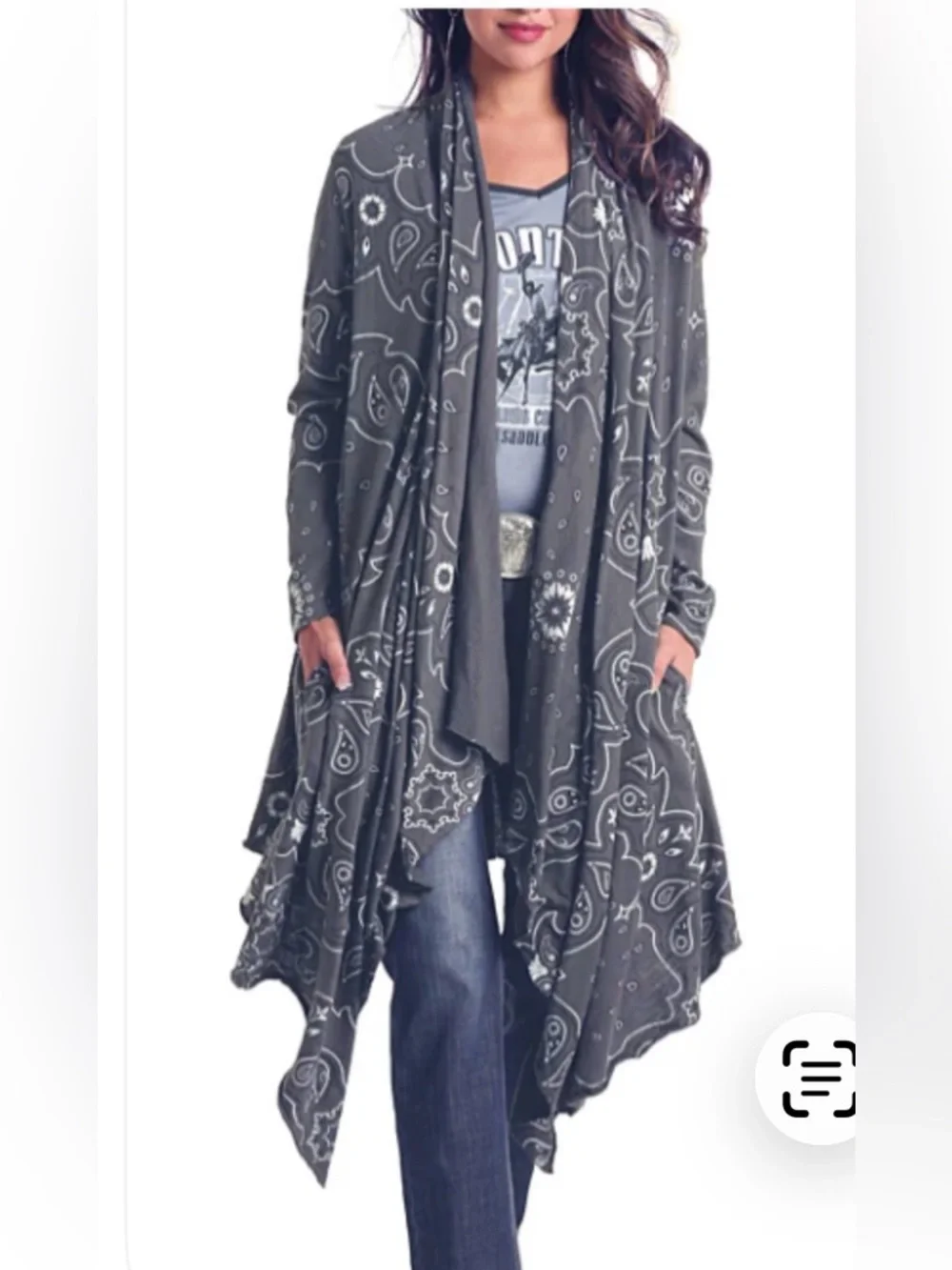 Panhandle Grey Waterfall Bandana Duster - Picture 1 of 5
